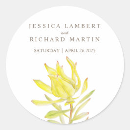 黄色ヌクレデンドロン春結婚フラワーのステッカー ラウンドシール