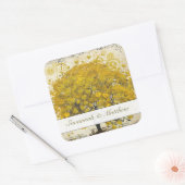 黄色ハートの葉の結婚木のシール スクエアシール (封筒)