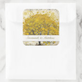 黄色ハートの葉の結婚木のシール スクエアシール (バッグ)