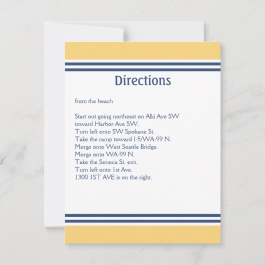 黄色ハートアンカー結婚式場案内 招待状 (裏面)