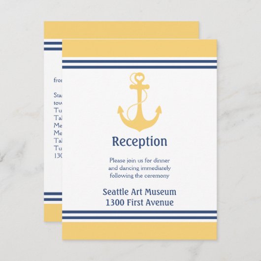 黄色ハートアンカー結婚式場案内 招待状 (正面/裏面)