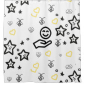 黄色ハートシャワーカーテンデザイン シャワーカーテン (正面)