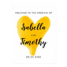 黄色ハート水の色の結婚歓迎レタリング