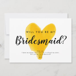 黄色ハート水彩手書きレタリング 招待状