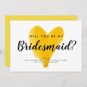 黄色ハート水彩手書きレタリング 招待状 (正面/裏面)