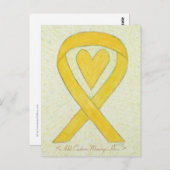 黄色ハート認識度リボンカスタムポストカード ポストカード (正面/裏面)