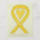 黄色ハート認識度リボンカスタムポストカード ポストカード (正面)