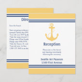 黄色ハート アンカー 結婚式 受付 方向案内 招待状 (正面/裏面)