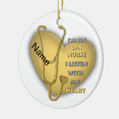 黄色ハートLPNナースカスタムナースオーナメント セラミックオーナメント (左)