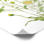 黄色バターカップ花水彩 ポスター (角)