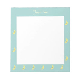 黄色バナナスケッチ青パタパーソナライズされたーン ノートパッド