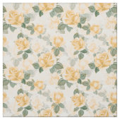 黄色バラが付いている花パターン ファブリック (見本)