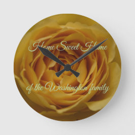 黄色バラのパーソナル化可能な壁時計 ラウンド壁時計