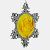 黄色バラのピューターの雪片のオーナメントを選抜して下さい スノーフレークピューターオーナメント (左)