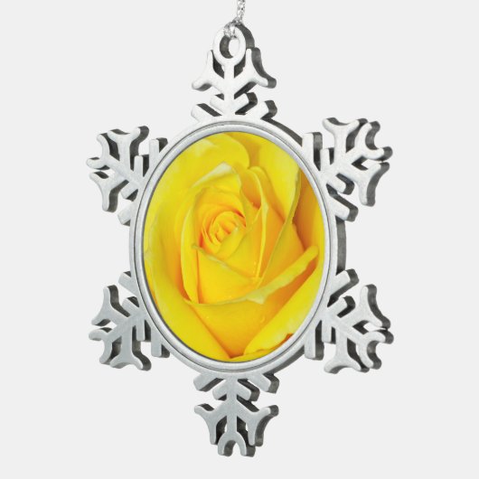 黄色バラのピューターの雪片のオーナメントを選抜して下さい スノーフレークピューターオーナメント (右)