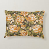 黄色バラのヴィンテージの花パターン アクセントクッション (裏面)