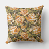 黄色バラのヴィンテージの花パターン クッション (裏面)
