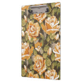 黄色バラのヴィンテージの花パターン クリップボード (左)