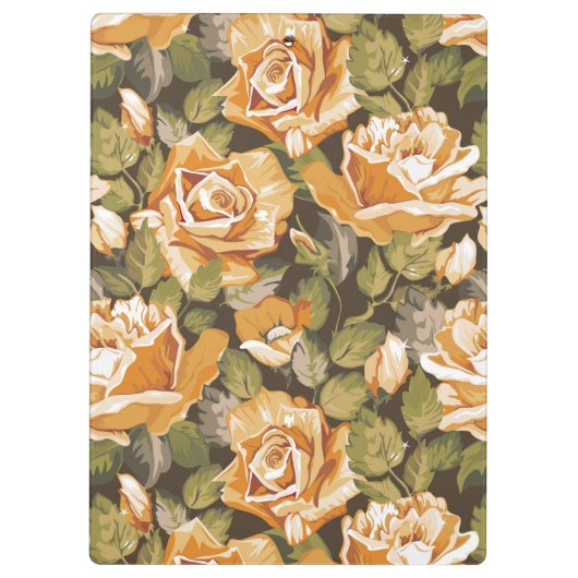 黄色バラのヴィンテージの花パターン クリップボード (裏面)