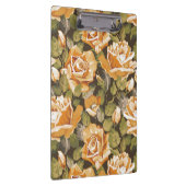 黄色バラのヴィンテージの花パターン クリップボード (右)