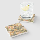 黄色バラのヴィンテージの花パターン ストーンコースター (横)