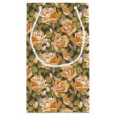 黄色バラのヴィンテージの花パターン スモールペーパーバッグ (裏面)