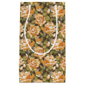 黄色バラのヴィンテージの花パターン スモールペーパーバッグ (正面)