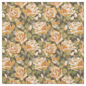 黄色バラのヴィンテージの花パターン ファブリック (見本)