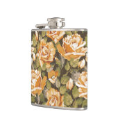 黄色バラのヴィンテージの花パターン フラスク (左)