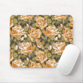 黄色バラのヴィンテージの花パターン マウスパッド (マウス)