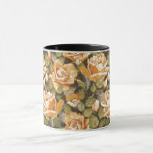 黄色バラのヴィンテージの花パターン マグカップ (中央)