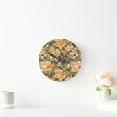 黄色バラのヴィンテージの花パターン ラウンド壁時計 (ホーム)