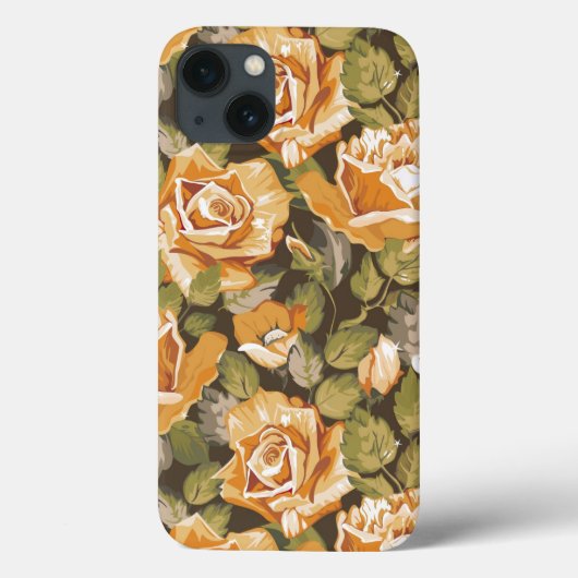 黄色バラのヴィンテージの花パターン Case-Mate iPhoneケース (裏面)