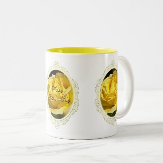黄色バラの母の日のマグ ツートーンマグカップ (正面右)