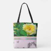 黄色バラの紫色の大理石のモノグラムのトートバック トートバッグ (裏面)