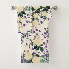 黄色バラの紫色のVenus'MirrorのBathタオルセット バスタオルセット