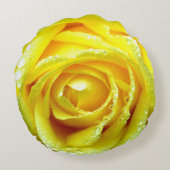 黄色バラの花の円形の枕 ラウンドクッション (裏面)