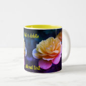 黄色バラの花の色パーソナライズされた ツートーンマグカップ (正面右)