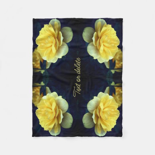 黄色バラの花の開花 パーソナライズされた フリースブランケット (正面)