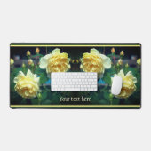 黄色バラの花パーソナライズされた対 デスクマット (キーボード&マウス)