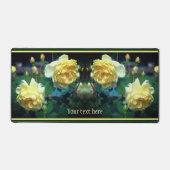 黄色バラの花パーソナライズされた対 デスクマット (正面)