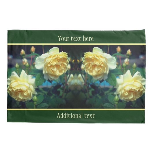 黄色バラの花パーソナライズされた対 枕カバー (裏面)