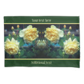 黄色バラの花パーソナライズされた対 枕カバー (正面)