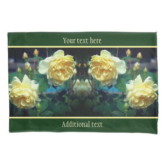 黄色バラの花パーソナライズされた対 枕カバー (正面)