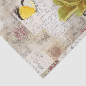 黄色バラの蝶ヴィンテージのイタリア人のティッシュペーパー 薄葉紙 (詳細)