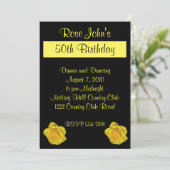 黄色バラの誕生日の招待状 招待状 (スタンド正面)