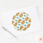 黄色バラの青によってはヴィンテージパターンが開花します ラウンドシール (封筒)