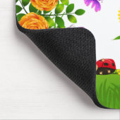 黄色バラひまわり赤ラディバグピンクバタフライ マウスパッド (コーナー)