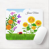 黄色バラひまわり赤ラディバグピンクバタフライ マウスパッド (マウス)