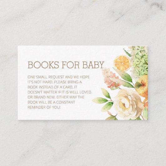 黄色バラフローラ赤ちゃんシャワーブックベビー エンクロージャーカード (正面)